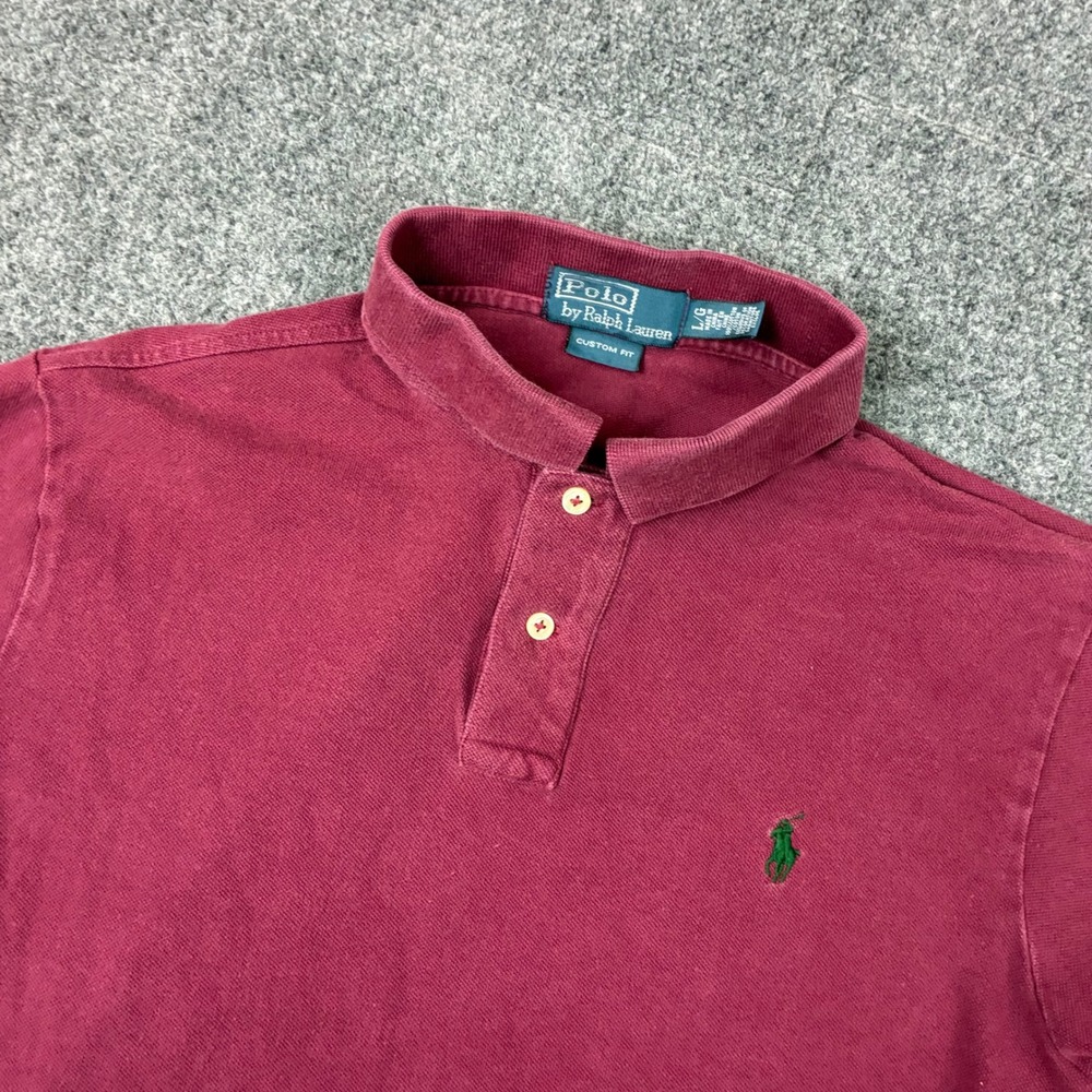 Polo Ralph Lauren Mens Large Custom Fit Short Sleeve Polo Shirt Burgundy Maroon